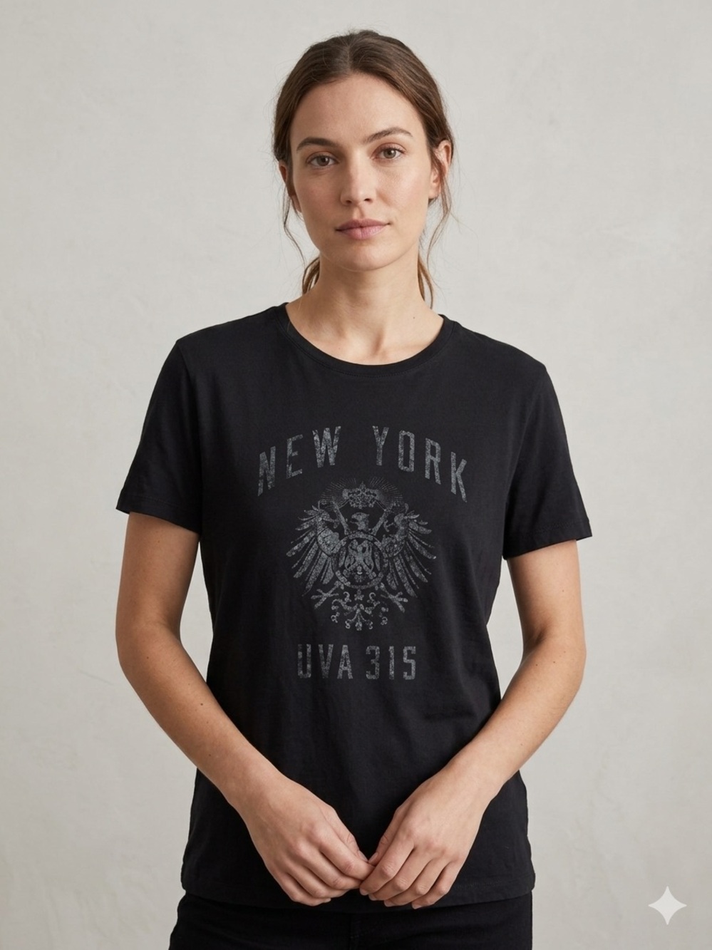 John Varvatos Sz M Black New York Graphic Casual Tee Shirt